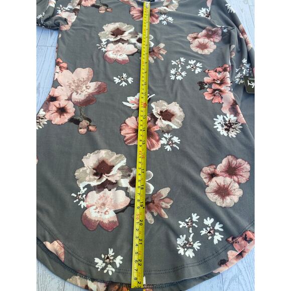 J for Justify Women’s Small Floral Long Sleeve Tunic Top Gray Pink Mauve NWOT - Picture 4 of 6